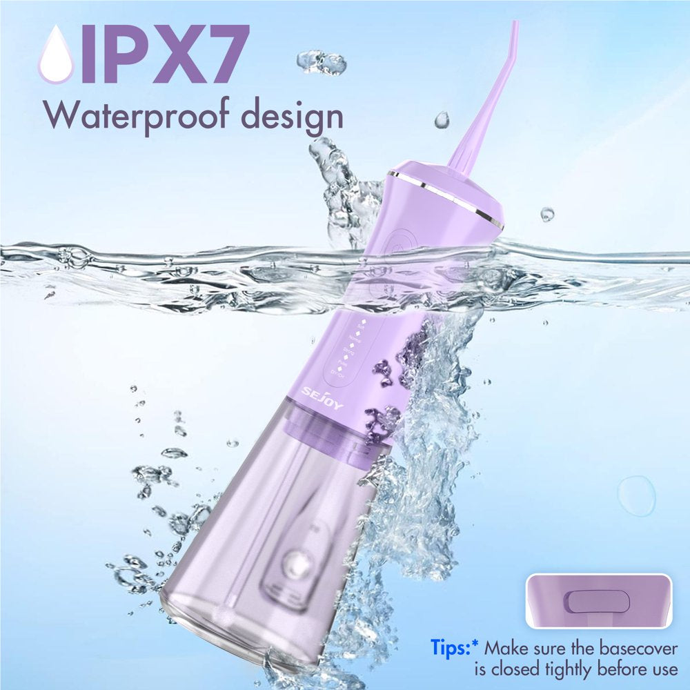 Cordless Water Flosser Dental Teeth Cleaner, Portable 350ML Tank DIY Mode Rechargeable Dental Oral Irrigator for Home and Travel, 5 Modes Irrigate, 9 Jet Tips