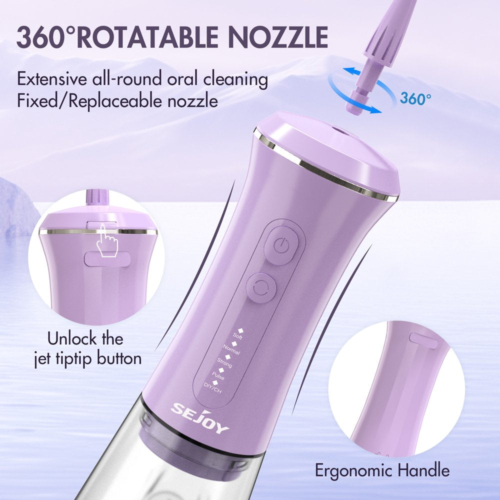 Cordless Water Flosser Dental Teeth Cleaner, Portable 350ML Tank DIY Mode Rechargeable Dental Oral Irrigator for Home and Travel, 5 Modes Irrigate, 9 Jet Tips