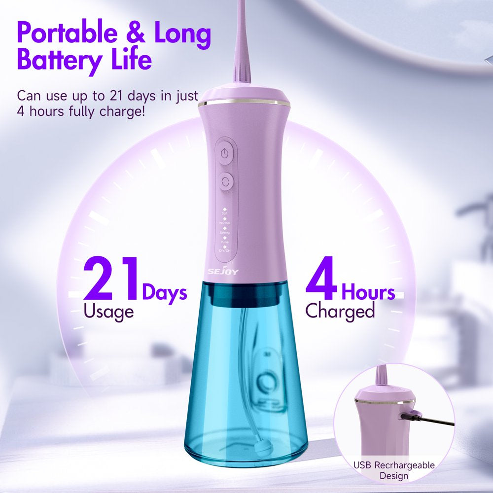 Cordless Water Flosser Dental Teeth Cleaner, Portable 350ML Tank DIY Mode Rechargeable Dental Oral Irrigator for Home and Travel, 5 Modes Irrigate, 9 Jet Tips