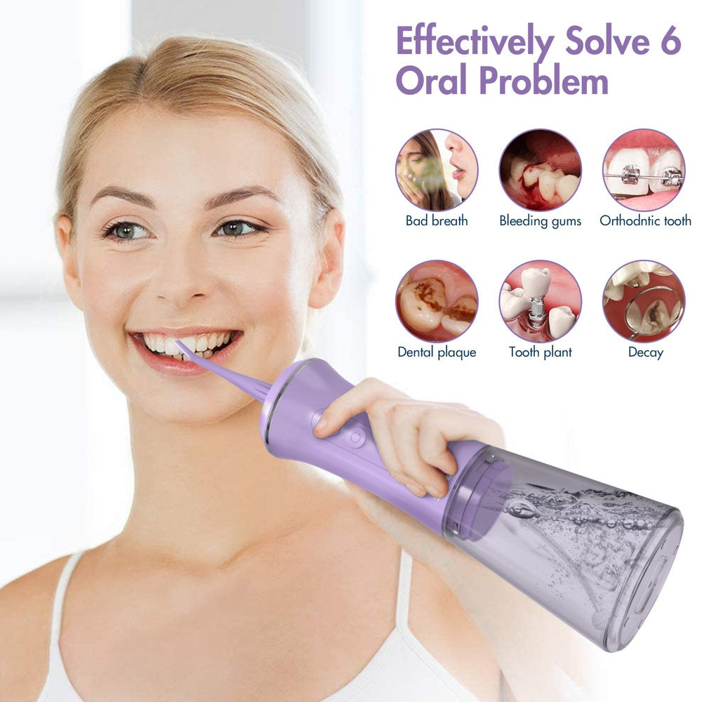 Cordless Water Flosser Dental Teeth Cleaner, Portable 350ML Tank DIY Mode Rechargeable Dental Oral Irrigator for Home and Travel, 5 Modes Irrigate, 9 Jet Tips